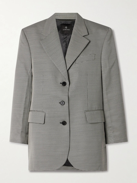  Anine Bing   Sara Houndstooth Wool Blend Blazer   Black 