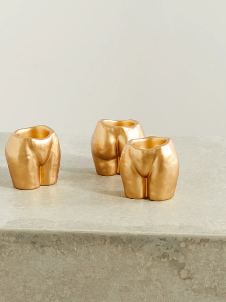  Anissa Kermiche   Rock Bottom Set Of Three Ceramic Tea Light Holders   Neutral 