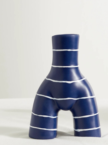  Anissa Kermiche   Single L'egg Striped Earthenware Cup   White 