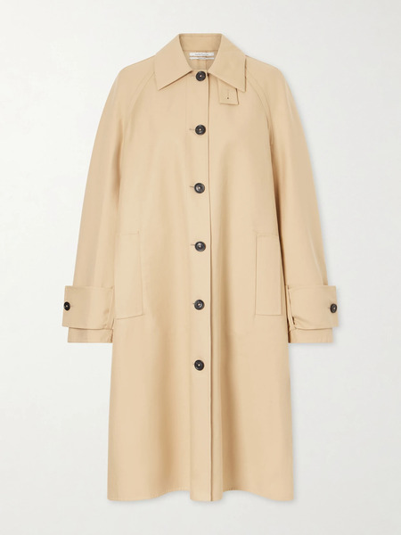  Another Tomorrow   Balmacaan Double Face Cotton Long Coat   Beige 