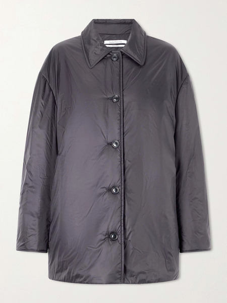  Another Tomorrow   Balmacaan Padded Recycled Shell Coat   Black 