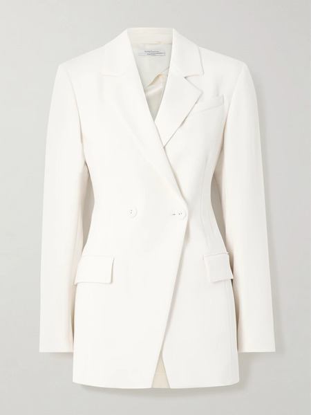  Another Tomorrow   Double Breasted Asymmetric Jersey Blazer   White 