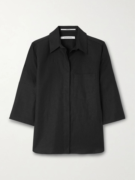  Another Tomorrow   Linen Shirt   Black 
