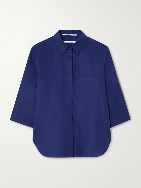  Another Tomorrow   Linen Shirt   Indigo 