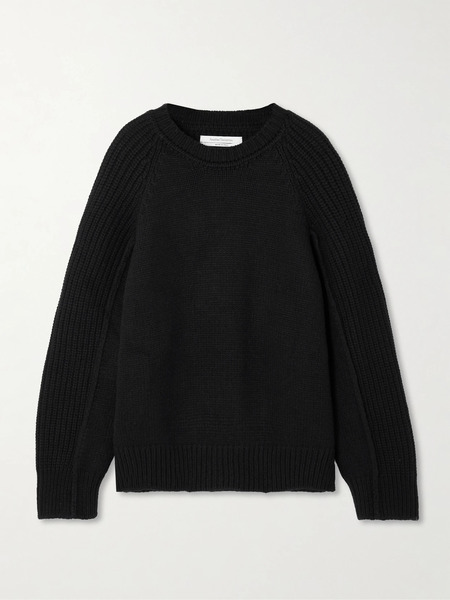  Another Tomorrow   Oversized Ribbed Recycled Cashmere And Wool Blend Sweater   Black 