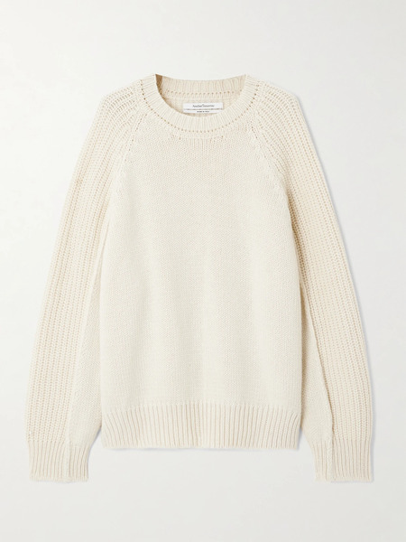  Another Tomorrow   Oversized Ribbed Recycled Cashmere And Wool Blend Sweater   Ivory 