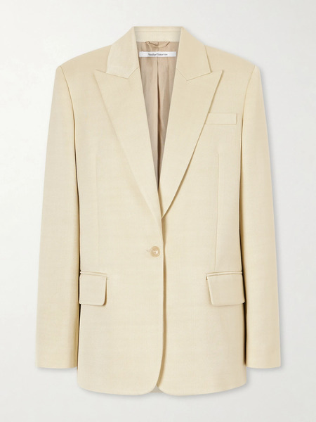  Another Tomorrow   Oversized Twill Blazer   Sand 