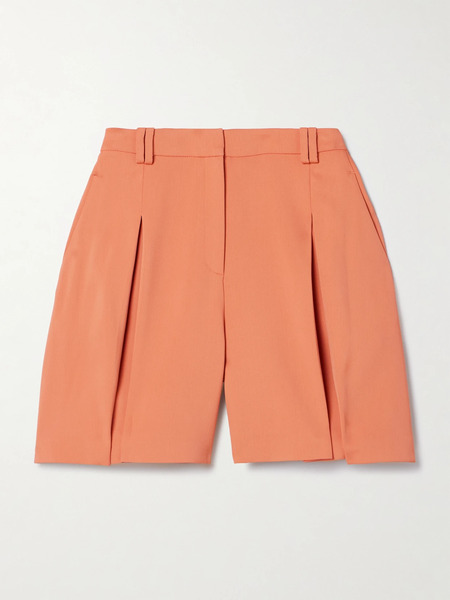  Another Tomorrow   Pleated Crepe Shorts   Orange 