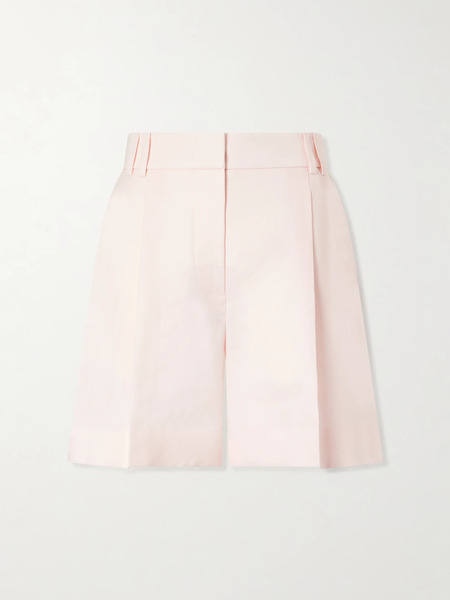  Another Tomorrow   Pleated Linen Shorts   Pastel Pink 