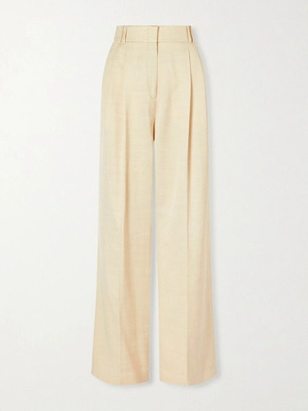  Another Tomorrow   Pleated Twill Wide Leg Pants   Sand 