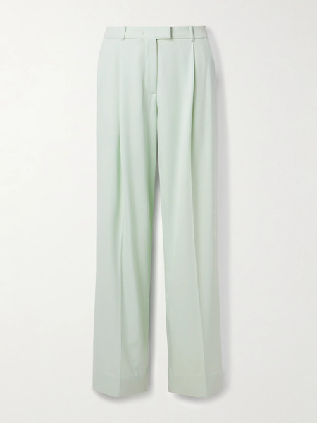  Another Tomorrow   Pleated Wool Blend Wide Leg Pants   Mint 