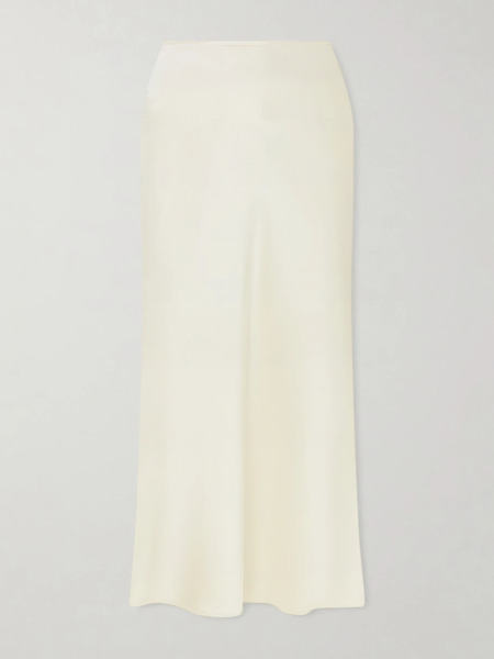  Another Tomorrow   Satin Midi Skirt   Cream 