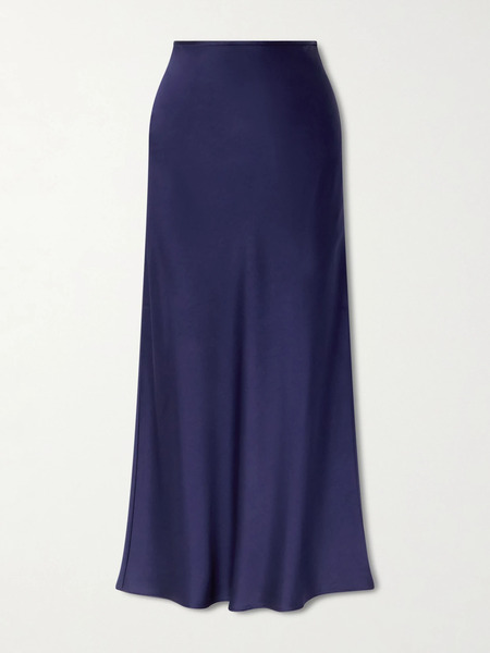 Another Tomorrow   Satin Midi Skirt   Purple 