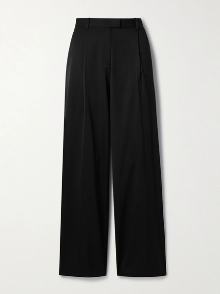  Another Tomorrow   Wool Blend Wide Leg Pants   Black 