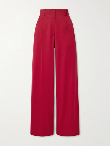  Another Tomorrow   Wool Blend Wide Leg Pants   Red 