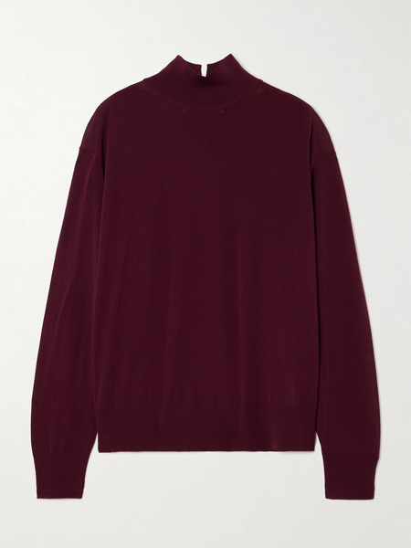  Another Tomorrow   Wool Turtleneck Sweater   Burgundy 
