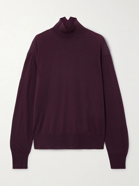  Another Tomorrow   Wool Turtleneck Sweater   Burgundy 