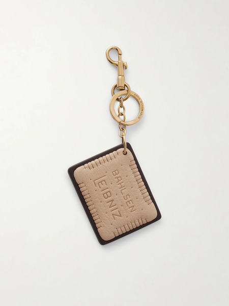  Anya Hindmarch   Leather And Gold Tone Keychain   Chocolate 
