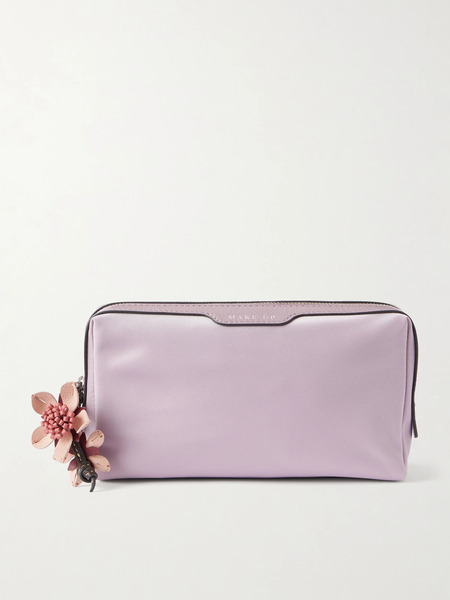  Anya Hindmarch   Sakura Blossom Leather Trimmed Shell Cosmetics Case   Lilac 