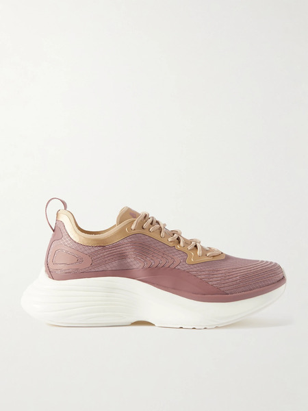  Apl Athletic Propulsion Labs   Streamline Metallic Rubber Trimmed Mesh Sneakers   Brown 