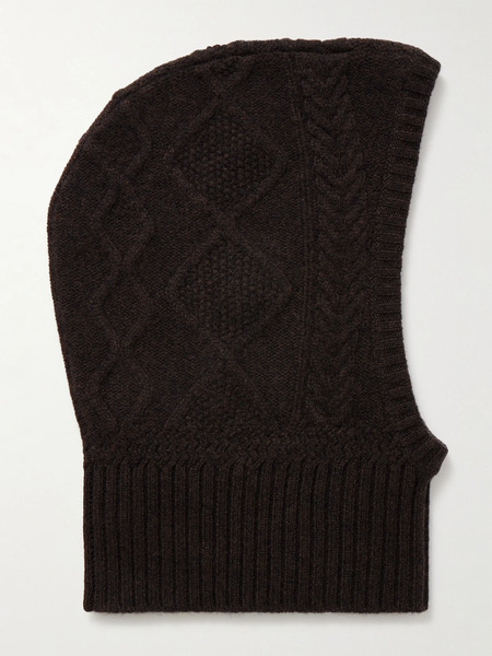  Arch4   Cable Knit Cashmere Balaclava   Brown 