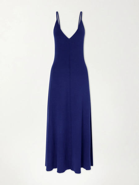  Arch4   Clarbeston Cotton, Silk And Cashmere Blend Maxi Dress   Navy 