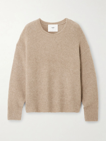  Arch4   Iman Cashmere Blend Bouclé Knit Sweater   Taupe 