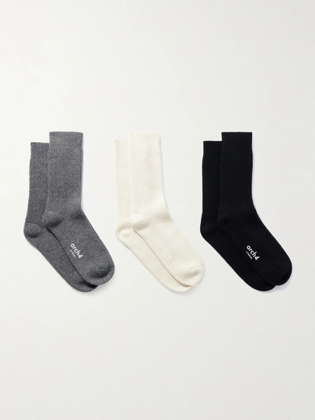  Arch4   Lucia Set Of Three Ribbed Cashmere Socks   Multi 