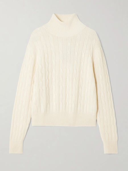  Arch4   Patrizia Cable Knit Cashmere Turtleneck Sweater   Ivory 