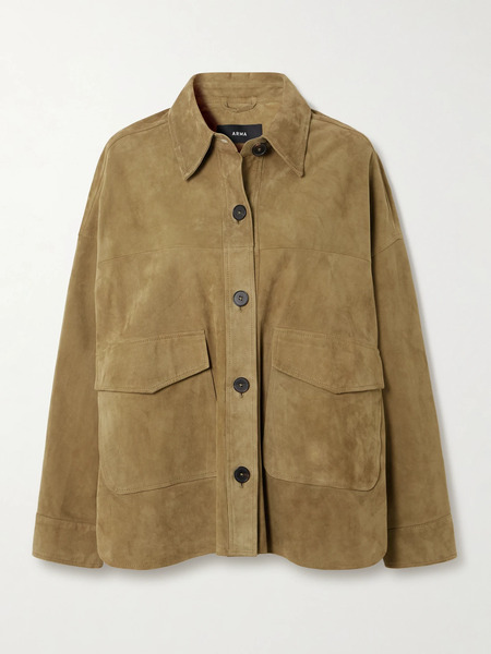  Arma   Kaylee Oversized Paneled Suede Jacket   Beige 