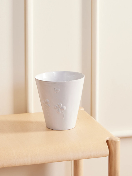  Astier De Villatte   Flower Engraved Ceramic Vase   White 