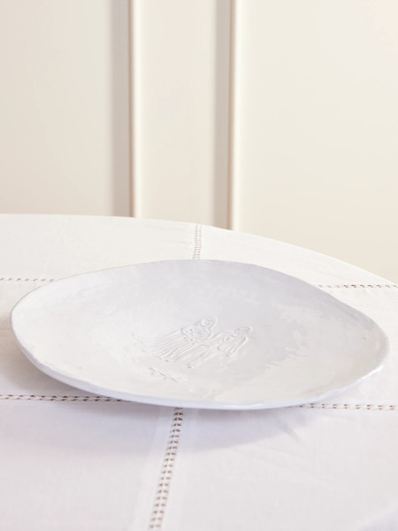  Astier De Villatte   Wedding Engraved Ceramic Platter   White 