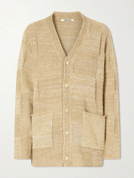  Auralee   Cotton And Linen Blend Cardigan   Brown 
