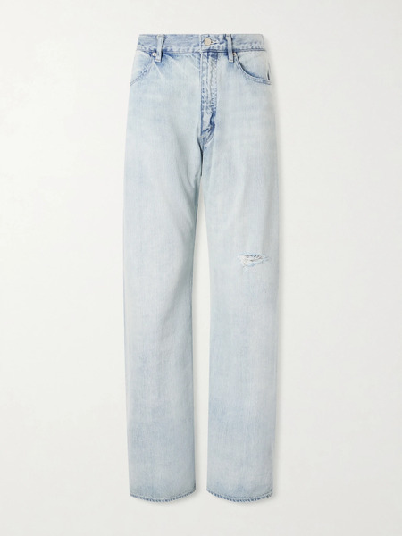  Auralee   Distressed Wide Leg Jeans   Light Denim 