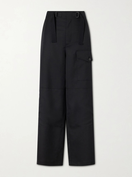  Auralee   Herringbone Wool Wide Leg Cargo Pants   Black 