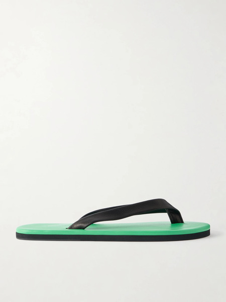 Auralee   Leather Flip Flops   Green 