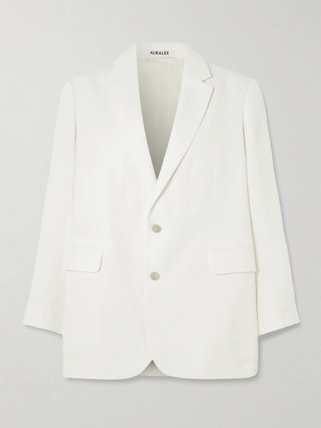  Auralee   Oversized Wool, Cotton And Linen Blend Oxford Blazer   Off White 