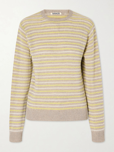  Auralee   Striped Cashmere Sweater   Beige 