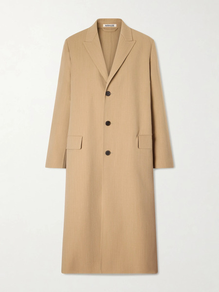  Auralee   Wool Blend Gabardine Coat   Beige 
