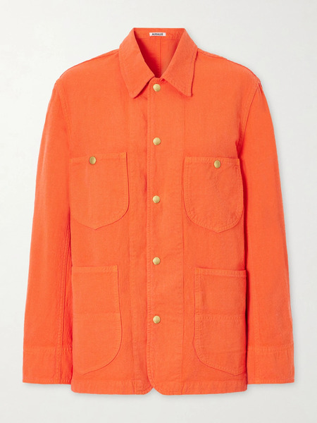  Auralee   Wool, Cotton And Linen Blend Jacket   Orange 