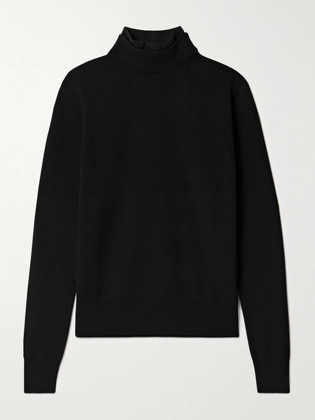  Aztech Mountain   Etta Layered Jersey Trimmed Wool Blend Turtleneck Sweater   Black 