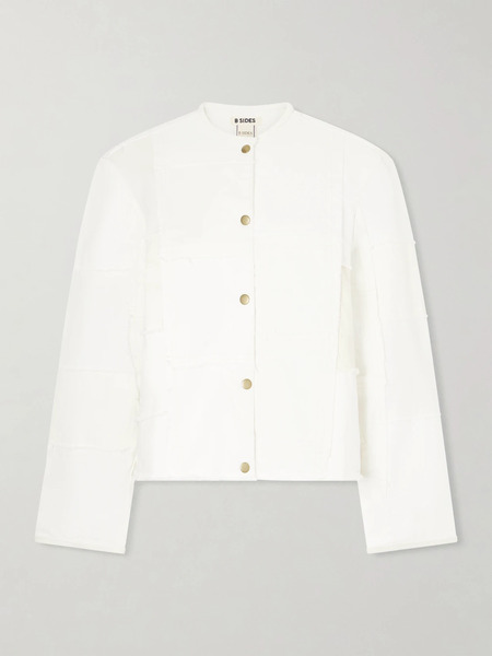  B Sides   Madras Distressed Denim Jacket   White 