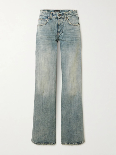  Balenciaga   Distressed Mid Rise Wide Leg Jeans   Light Denim 