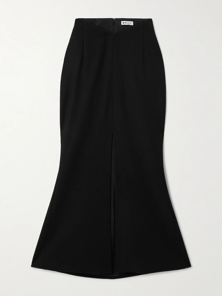  Bally   Wool Blend Twill Midi Skirt   Black 