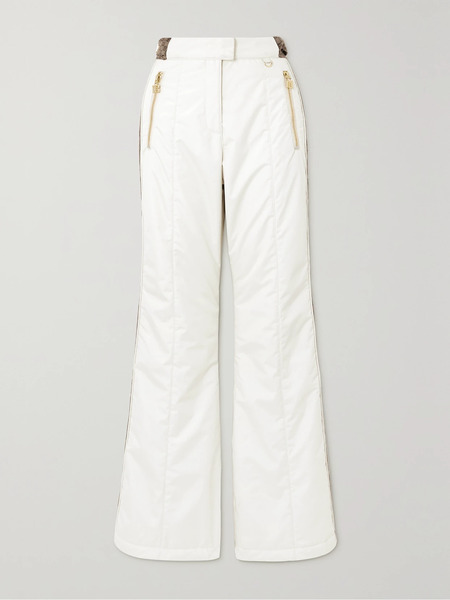  Balmain   Canvas Jacquard Trimmed Flared Ski Pants   Ivory 