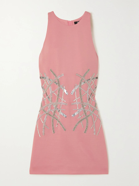  Balmain   Embellished Stretch Knit Mini Dress   Pink 