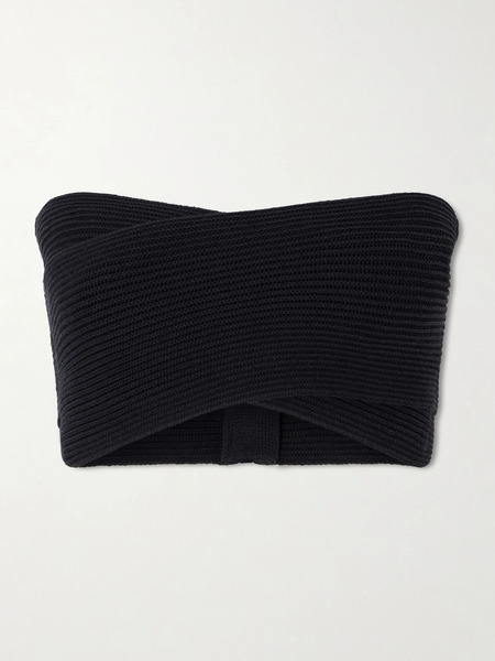  Balmain   Strapless Ribbed Knit Top   Black 