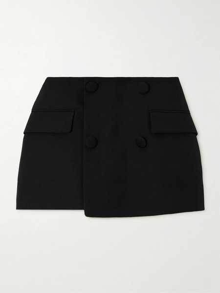  Balmain   Wrap Effect Button Embellished Wool Shorts   Black 