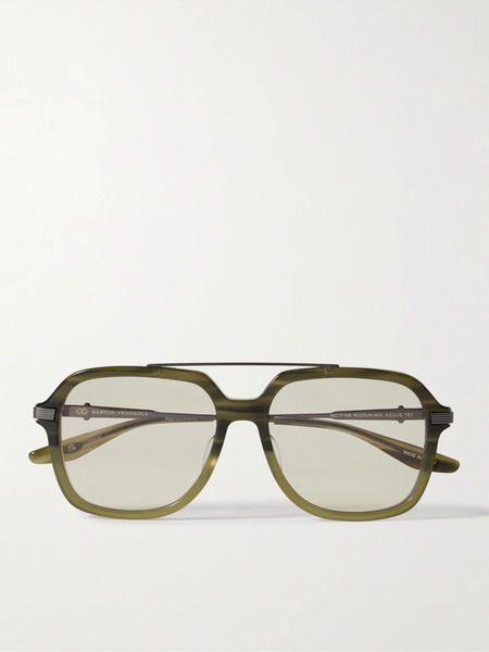  Barton Perreira   D. Ellis Aviator Style Acetate And Titanium Sunglasses   Gray 