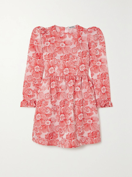  Batsheva   Ruffled Floral Jacquard Mini Dress   Red 